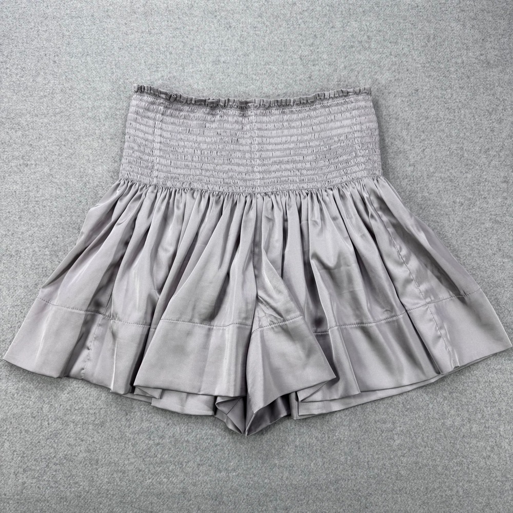 Natural Life Smocked Waist Shorts Flowy Pleated Casual Comfy‎ Silky Gray Size S